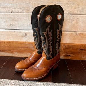 Tony Llama Buckaroo Tall Western boot embroidered leather pull holes rounded toe